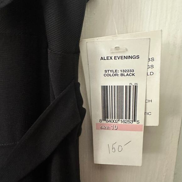 Alex Evenings Vtg Dress Whimsigoth Gothic Grunge Black Pleated Flutter Sleeve‎ - Picture 9 of 9